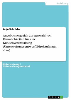 Angebotsvergleich zur Auswahl von Räumlichkeiten für eine Kundenveranstaltung (Unterweisungsentwurf Bürokaufmann, -frau) - Schröder, Anja