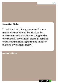 To what extent, if any, are most favoured nation clauses able to be invoked by investment treaty claimants suing under one bilateral investment treaty in relation to procedural rights granted by another bilateral investment treaty? (eBook, PDF)