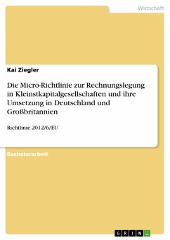 Die Micro-Richtlinie zur Rechnungslegung in Kleinstkapitalgesellschaften und ihre Umsetzung in Deutschland und Großbritannien (eBook, PDF)