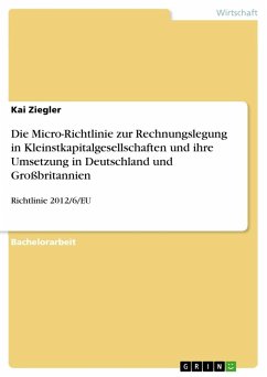Die Micro-Richtlinie zur Rechnungslegung in Kleinstkapitalgesellschaften und ihre Umsetzung in Deutschland und Großbritannien - Ziegler, Kai