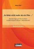 ¿Es blieb nicht mehr als ein Film ...¿: Die Montage und ihre Funktion in Edlef Köppens Roman ¿Heeresbericht¿