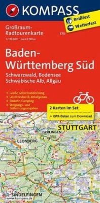 Kompass Großraum-Radtourenkarte Baden-Württemberg Süd, 2 Bl.
