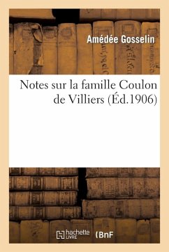 Cover Notes Sur La Famille Coulon de Villiers