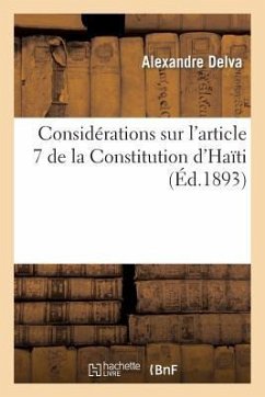Considérations Sur l'Article 7 de la Constitution d'Haïti - Delva, Alexandre