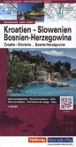 Hallwag Straßenkarte Kroatien, Slowenien, Bosnien-Herzegowina mit Index. Croatie, Slovénie, Bosnie-Herzégovine