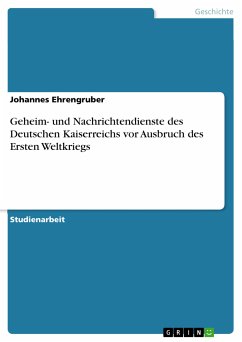 Geheim- und Nachrichtendienste des Deutschen Kaiserreichs vor Ausbruch des Ersten Weltkriegs (eBook, PDF) - Ehrengruber, Johannes