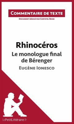 Rhinocéros de Ionesco - Le monologue final de Bérenger - Lepetitlitteraire; Chrystel Besse