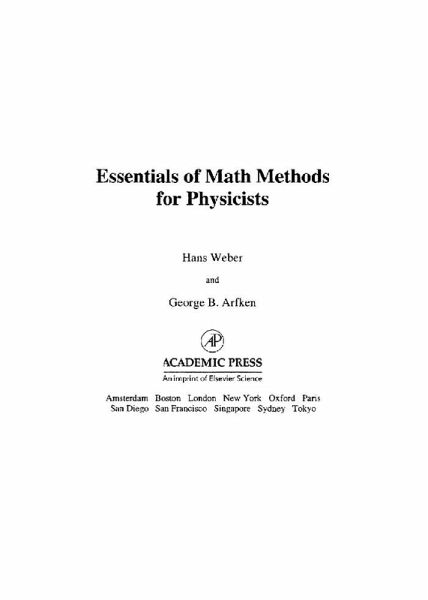 Essentials of Math Methods for Physicists (eBook, PDF)