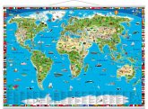 Erlebniskarte illustrierte Weltkarte, Planokarte, Metall-beleistet