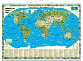 Illustrierte Weltkarte Tiere, Planokarte, metall-beleistet