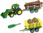 Theo Klein John Deere Traktor mit Holz und Heuwagen