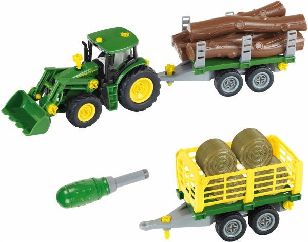 Theo Klein John Deere Traktor mit Holz und Heuwagen Theo Klein John Deere Traktor mit Holz und Heuwagen