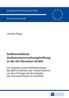 Deliktsrechtliche Insolvenzverursachungshaftung in der Ein-Personen-GmbH - Kluge, Vanessa
