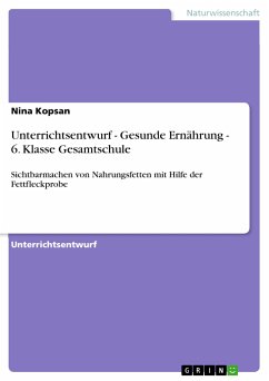 Unterrichtsentwurf - Gesunde Ernährung - 6. Klasse Gesamtschule (eBook, PDF) - Kopsan, Nina