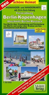 Doktor Barthel Karte Radwander- und Wanderkarte Fernradweg Berlin-Kopenhagen, Abschnitt Berlin-Rostock