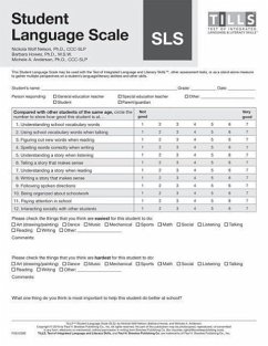 Test of Integrated Language and Literacy Skills(tm) (Tills(tm)) Student Language Scale (Sls) - Nelson, Nickola; Plante, Elena; Helm-Estabrooks, Nancy; Hotz, Gillian