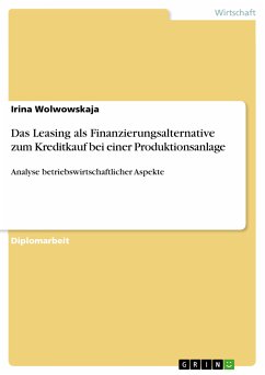 Das Leasing als Finanzierungsalternative zum Kreditkauf bei einer Produktionsanlage (eBook, ePUB) - Wolwowskaja, Irina