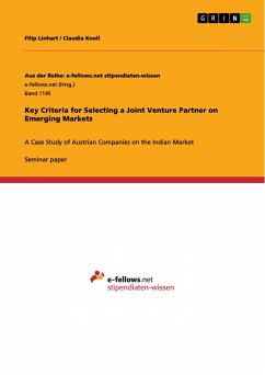 Key Criteria for Selecting a Joint Venture Partner on Emerging Markets (eBook, PDF) - Linhart, Filip; Knoll, Claudia