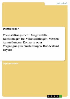 Ausgewählte Rechtsfragen bei Veranstaltungen wie Messen, Ausstellungen, Konzerten oder Vergnügungsveranstaltungen am Beispiel des Bundeslandes Bayern (eBook, ePUB)