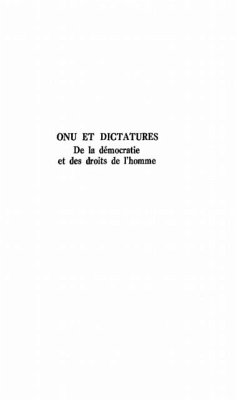 Cover ONU ET DICTATURES (eBook, PDF)