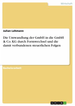Die Umwandlung der GmbH in die GmbH & Co. KG durch Formwechsel und die damit verbundenen steuerlichen Folgen (eBook, PDF)
