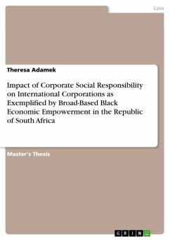 Impact of Corporate Social Responsibility on International Corporations as Exemplified by Broad-Based Black Economic Empowerment in the Republic of South Africa (eBook, ePUB) - Adamek, Theresa