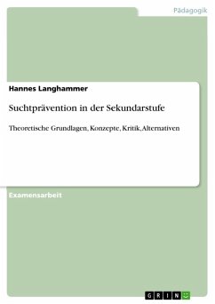 Suchtprävention in der Sekundarstufe - Theoretische Grundlagen, Konzepte, Kritik, Alternativen (eBook, ePUB) - Langhammer, Hannes