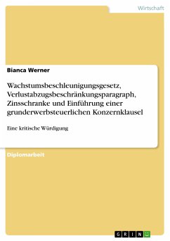 Kritische Würdigung des Wachstumsbeschleunigungsgesetzes unter den Änderungen zum Verlustabzugsbeschränkungsparagraph und der Zinsschranke sowie der Einführung einer grunderwerbsteuerlichen Konzernklausel (eBook, PDF) - Werner, Bianca