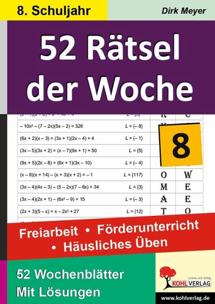 52 Rätsel der Woche / Klasse 8 (eBook, PDF)