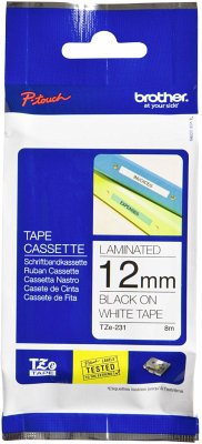 Brother Schriftbandkassette TZE-231 weiß/schwarz 12 mm