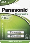 1x2 Panasonic Akku NiMH Micro AAA 750 mAh Ready to Use