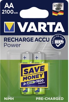 10x2 Varta Rechargeable Accu NiMh 2100 mAh Mignon VPE Innenk.