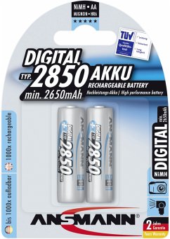 1x2 Ansmann NiMH Akku 2850 Mignon AA 2650 mAh DIGITAL