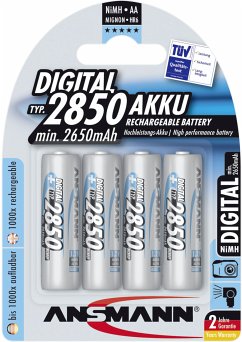 1x4 Ansmann NiMH Akku 2850 Mignon AA 2650 mAh DIGITAL