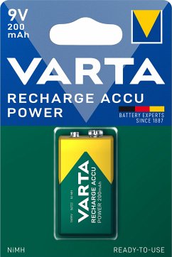 1 Varta Rechargeable Accu E Ready2Use NiMH 9V-Block 200 mAh