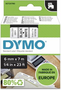 Dymo D1 Schriftband 6 mm x 7 m schwarz auf weiß 43613