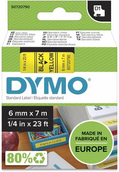 Dymo D1 Schriftband 6 mm x 7 m schwarz auf gelb 43618