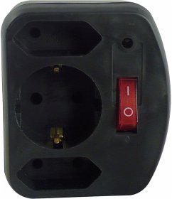 REV 3-fach Adapter mit Schalter und Überspannungsschutz schwarz