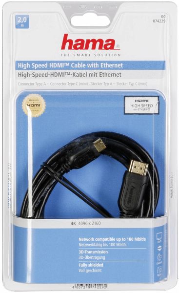 Hama High Speed HDMI Kabel HDMI - mini HDMI Ethernet 2 m - Portofrei bei  bücher.de kaufen