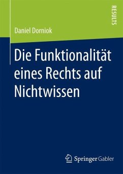 Die Funktionalität eines Rechts auf Nichtwissen - Dorniok, Daniel