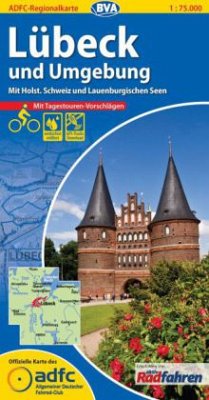 ADFC-Regionalkarte Lübeck und Umgebung mit Tagestouren-Vorschlägen, 1:75.000, reiß- und wetterfest, GPS-Tracks Download