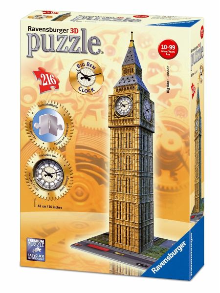 Ravensburger 12586 - Big Ben mit echter Uhr, 3D Puzzle, 216 Teile - Bei  bücher.de immer portofrei