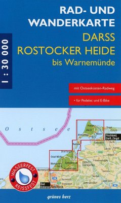 Rad- und Wanderkarte Darß, Rostocker Heide bis Warnemünde; .