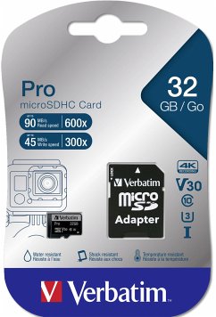 Cover Verbatim microSDHC Pro 32GB Class 10 UHS-I incl Adapter