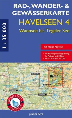Rad-, Wander- und Gewässerkarte Havelseen, Wannsee bis Tegeler See