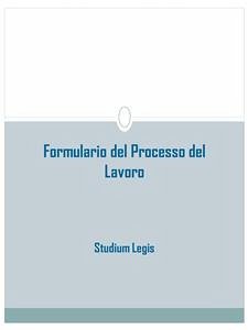 Formulario del Processo del Lavoro (eBook, ePUB) - Legis, Studium