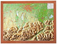 Cover Bayerisches Oberland, Reliefkarte, Klein, mit Holzrahmen