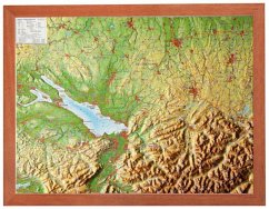 Region Allgäu Bodensee, Reliefkarte, Klein, mit Holzrahmen