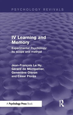 Experimental Psychology Its Scope and Method - Le Ny, Jean Franc&; de Montpellier, Ge&; Oléron, Genevie&