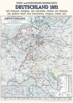 Historische Postkutschen und Eisenbahn-Reisekarte: DEUTSCHLAND 1851 (Plano) - Hansen, G.
